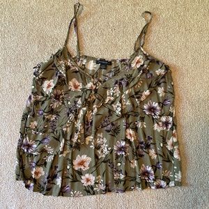 Floral ruffle tank